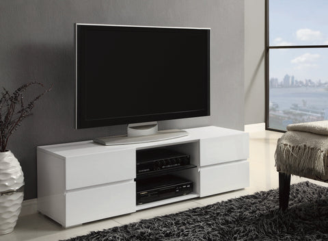 Coaster Galvin 4-drawer TV Console Glossy White Model 700825