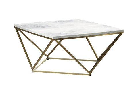 Coaster Meryl Square Coffee Table White and Gold Model 700846