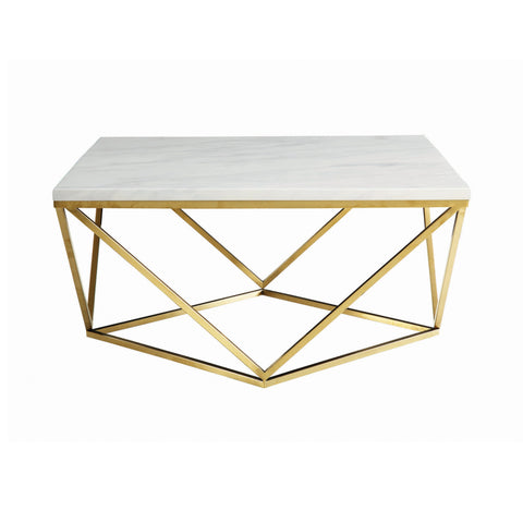 Coaster Meryl Square Coffee Table White and Gold Model 700846