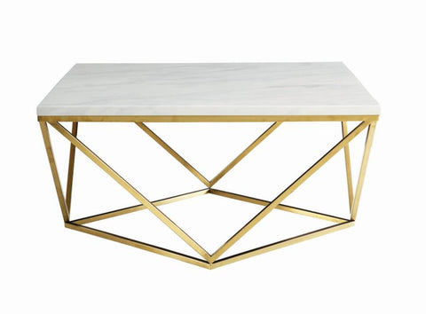Coaster Meryl Square Coffee Table White and Gold Model 700846