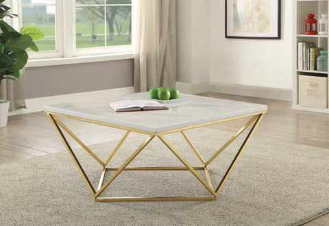 Coaster Meryl Square Coffee Table White and Gold Model 700846
