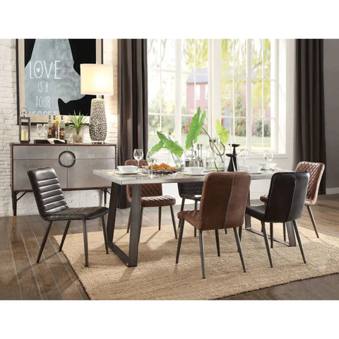 Kaylia Aluminum & Gunmetal Dining Table Model 70105 By ACME Furniture