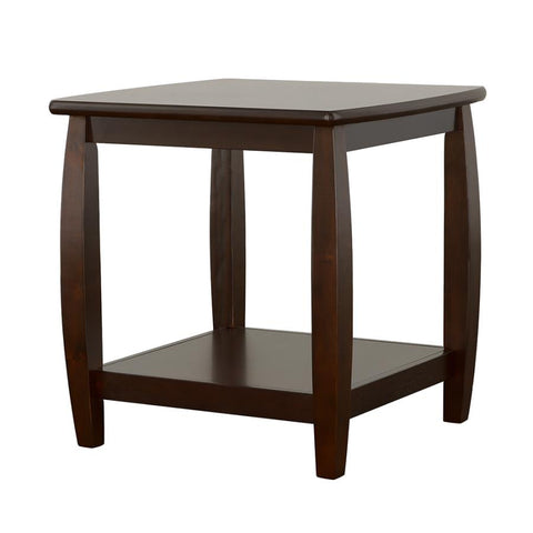 Coaster Dixon Square End Table with Bottom Shelf Espresso Model 701077
