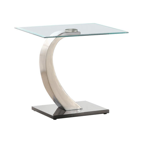 Coaster Pruitt Glass Top End Table Clear and Satin Model 701237