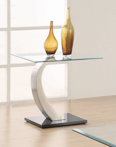 Coaster Pruitt Glass Top End Table Clear and Satin Model 701237