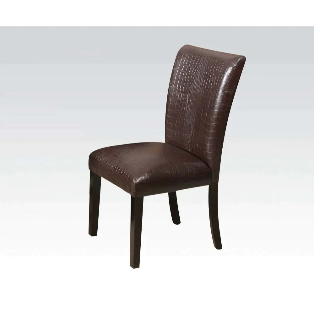 Fraser Dark Brown Crocodile PU, Espresso Side Chair Model 70132 By ACME Furniture