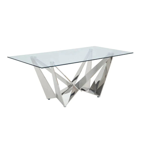 Dekel Clear Glass & Stainless Steel Dining Table Model 70140 By ACME Furniture