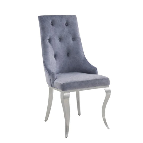 Dekel Gray Fabric & Stainless Steel Side Chair Model 70143 By ACME Furniture
