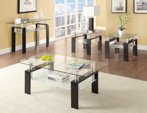 Coaster Dyer Tempered Glass End Table with Shelf Black Model 702287