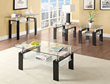 Coaster Dyer Tempered Glass Coffee Table with Shelf Black Model 702288