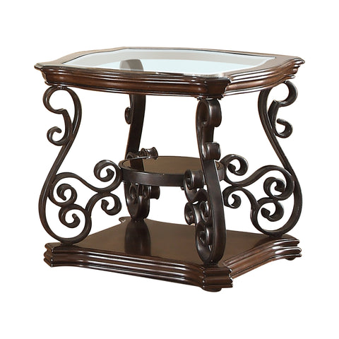Coaster Laney End Table Deep Merlot and Clear Model 702447