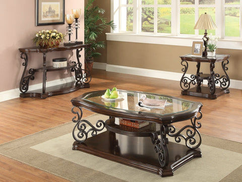 Coaster Laney End Table Deep Merlot and Clear Model 702447