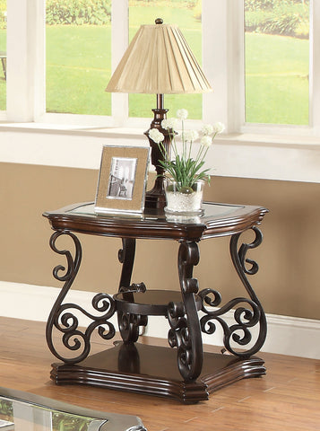 Coaster Laney End Table Deep Merlot and Clear Model 702447