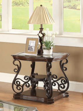 Coaster Laney End Table Deep Merlot and Clear Model 702447