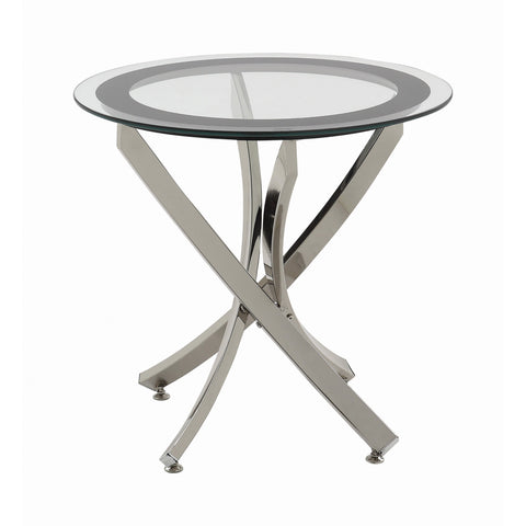 Coaster Brooke Glass Top End Table Chrome and Black Model 702587