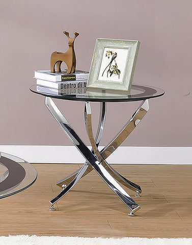 Coaster Brooke Glass Top End Table Chrome and Black Model 702587