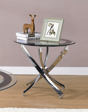 Coaster Brooke Glass Top End Table Chrome and Black Model 702587