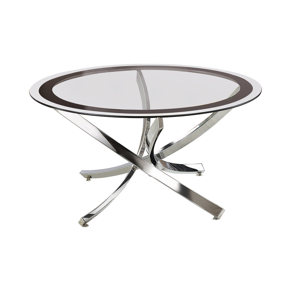 Coaster Brooke Glass Top Coffee Table Chrome and Black Model 702588
