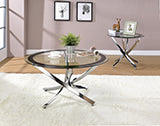 Coaster Brooke Glass Top Coffee Table Chrome and Black Model 702588