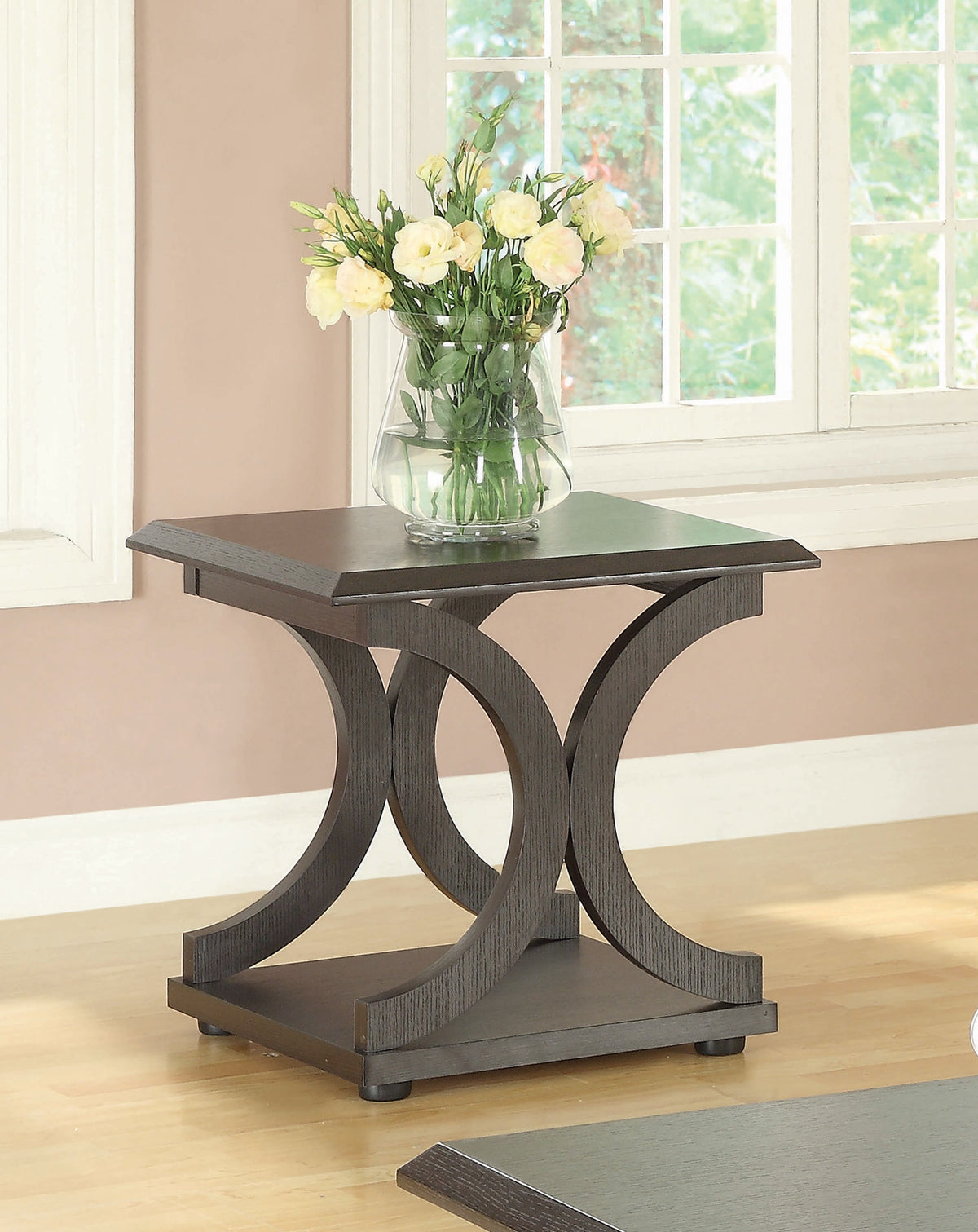 Coaster Shelly C-shaped Base End Table Cappuccino Model 703147