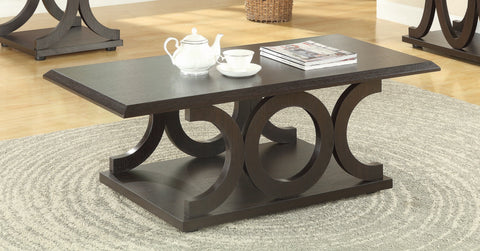 Coaster Shelly C-shaped Base Coffee Table Cappuccino Model 703148