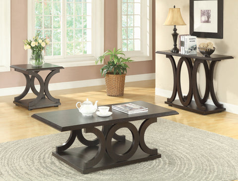 Coaster Shelly C-shaped Base Sofa Table Cappuccino Model 703149