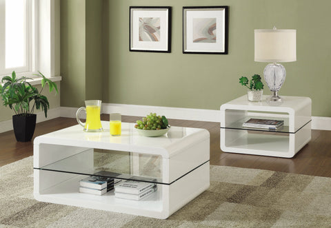Coaster Elana Square 2-shelf End Table Glossy White Model 703267