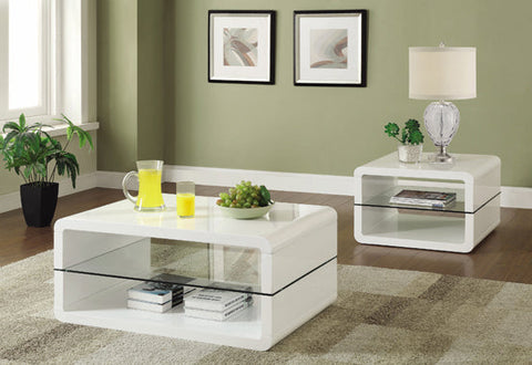 Coaster Elana Square 2-shelf End Table Glossy White Model 703267