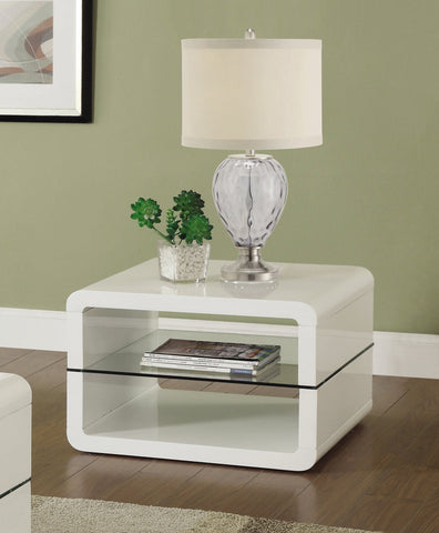 Coaster Elana Square 2-shelf End Table Glossy White Model 703267