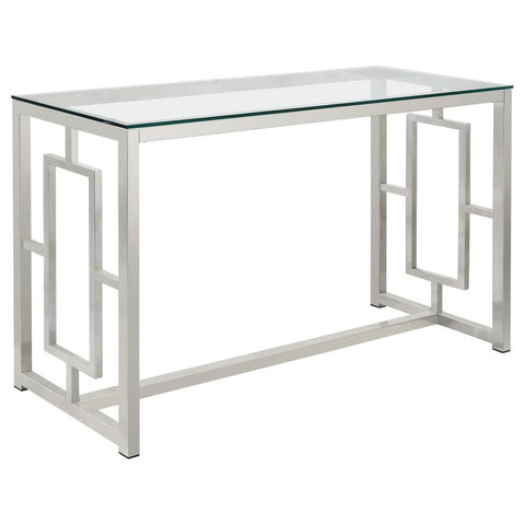 Coaster Merced Rectangle Glass Top Sofa Table Nickel Model 703739