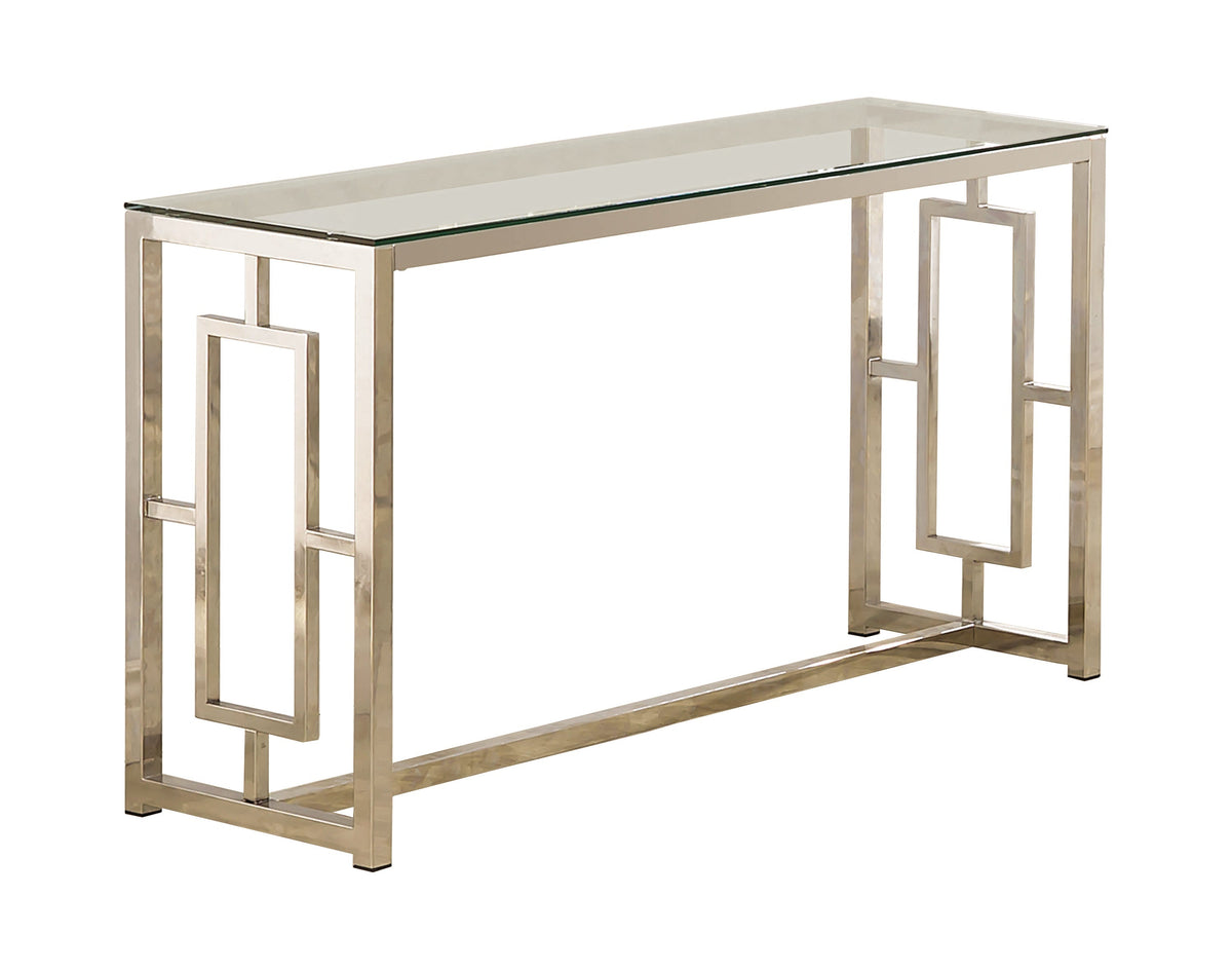 Coaster Merced Rectangle Glass Top Sofa Table Nickel Model 703739