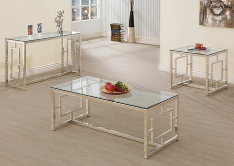 Coaster Merced Rectangle Glass Top Sofa Table Nickel Model 703739