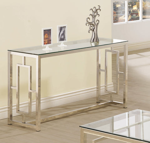 Coaster Merced Rectangle Glass Top Sofa Table Nickel Model 703739