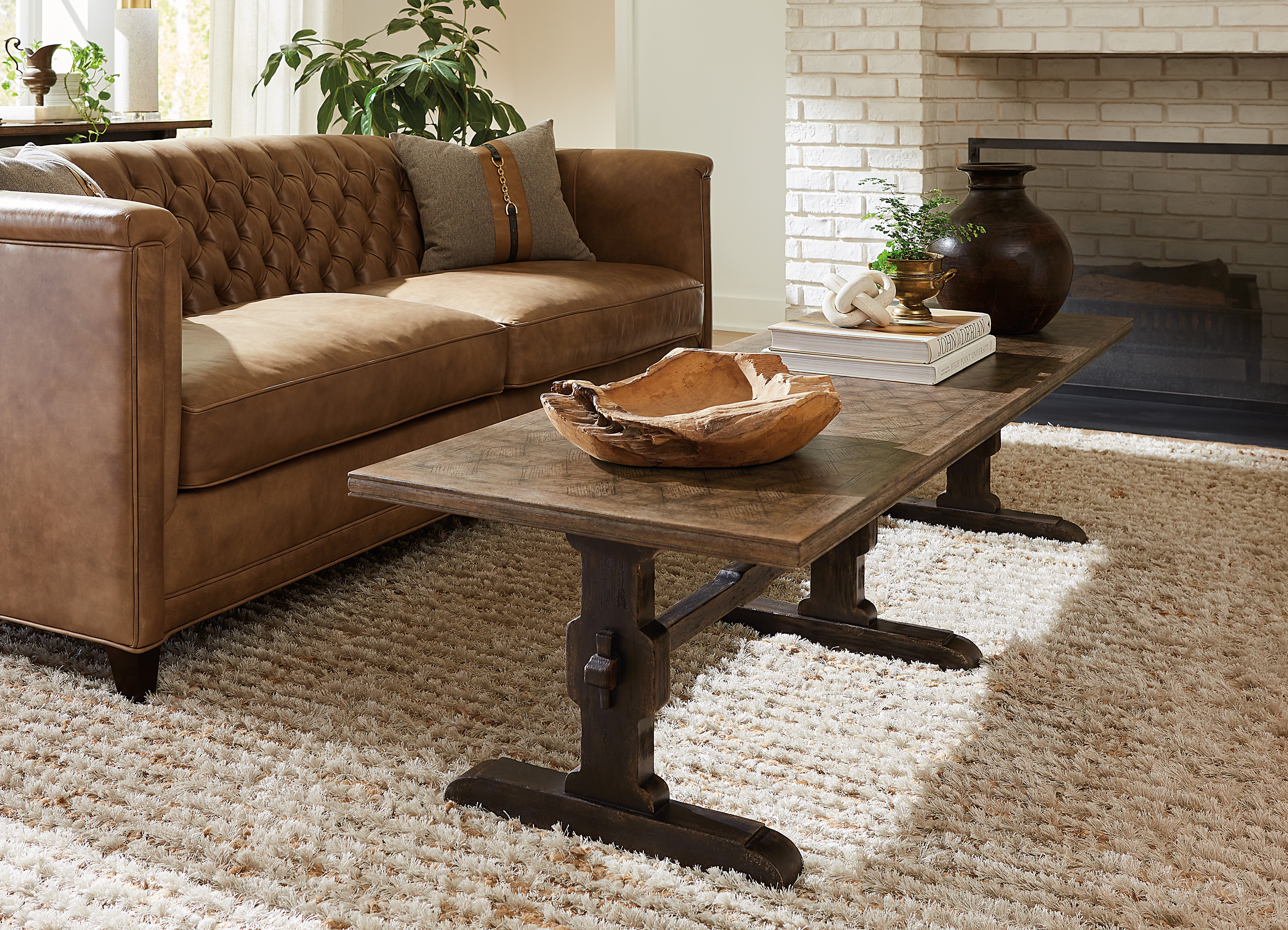 Hooker Furniture Living Room Americana Trestle Rectangle Cocktail Table