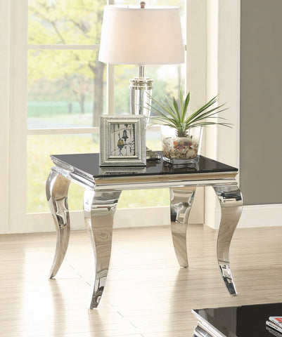 Coaster Luna Square End Table Chrome and Black Model 705017