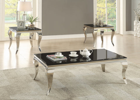Coaster Luna Square End Table Chrome and Black Model 705017