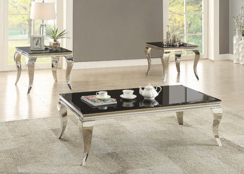 Coaster Luna Square End Table Chrome and Black Model 705017