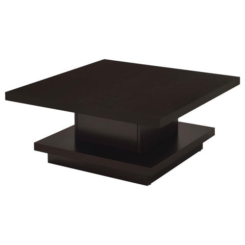 Coaster Reston Pedestal Square Coffee Table Cappuccino Model 705168