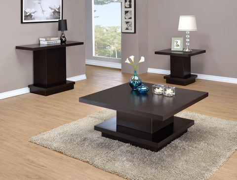 Coaster Reston Pedestal Square Coffee Table Cappuccino Model 705168