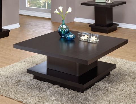 Coaster Reston Pedestal Square Coffee Table Cappuccino Model 705168