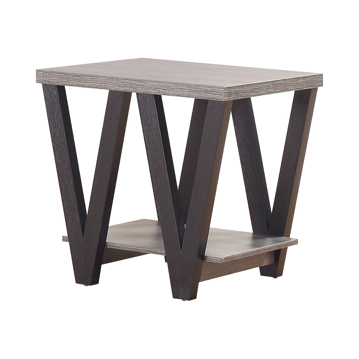 Coaster Stevens V-shaped End Table Black and Antique Grey Model 705397