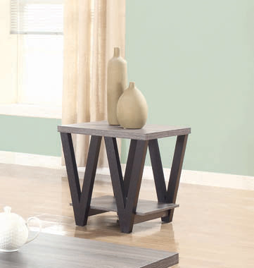 Coaster Stevens V-shaped End Table Black and Antique Grey Model 705397