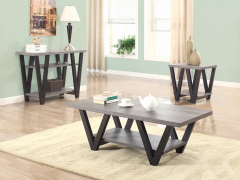 Coaster Stevens V-shaped Coffee Table Black and Antique Grey Model 705398