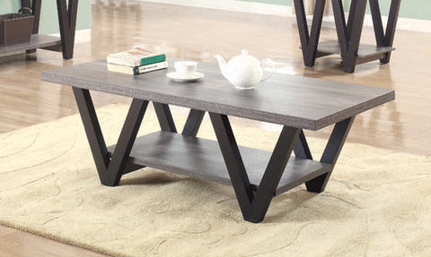 Coaster Stevens V-shaped Coffee Table Black and Antique Grey Model 705398
