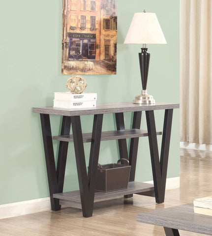 Coaster Stevens V-shaped Sofa Table Black and Antique Grey Model 705399