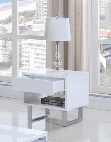 Coaster Atchsion 1-drawer End Table High Glossy White Model 705697
