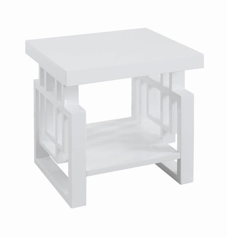 Coaster Schmitt Rectangular End Table High Glossy White Model 705707