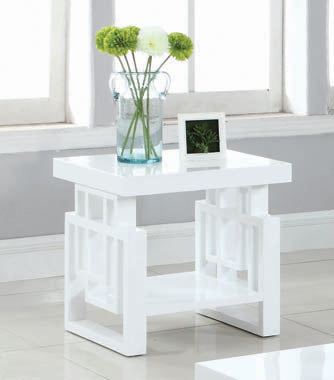 Coaster Schmitt Rectangular End Table High Glossy White Model 705707