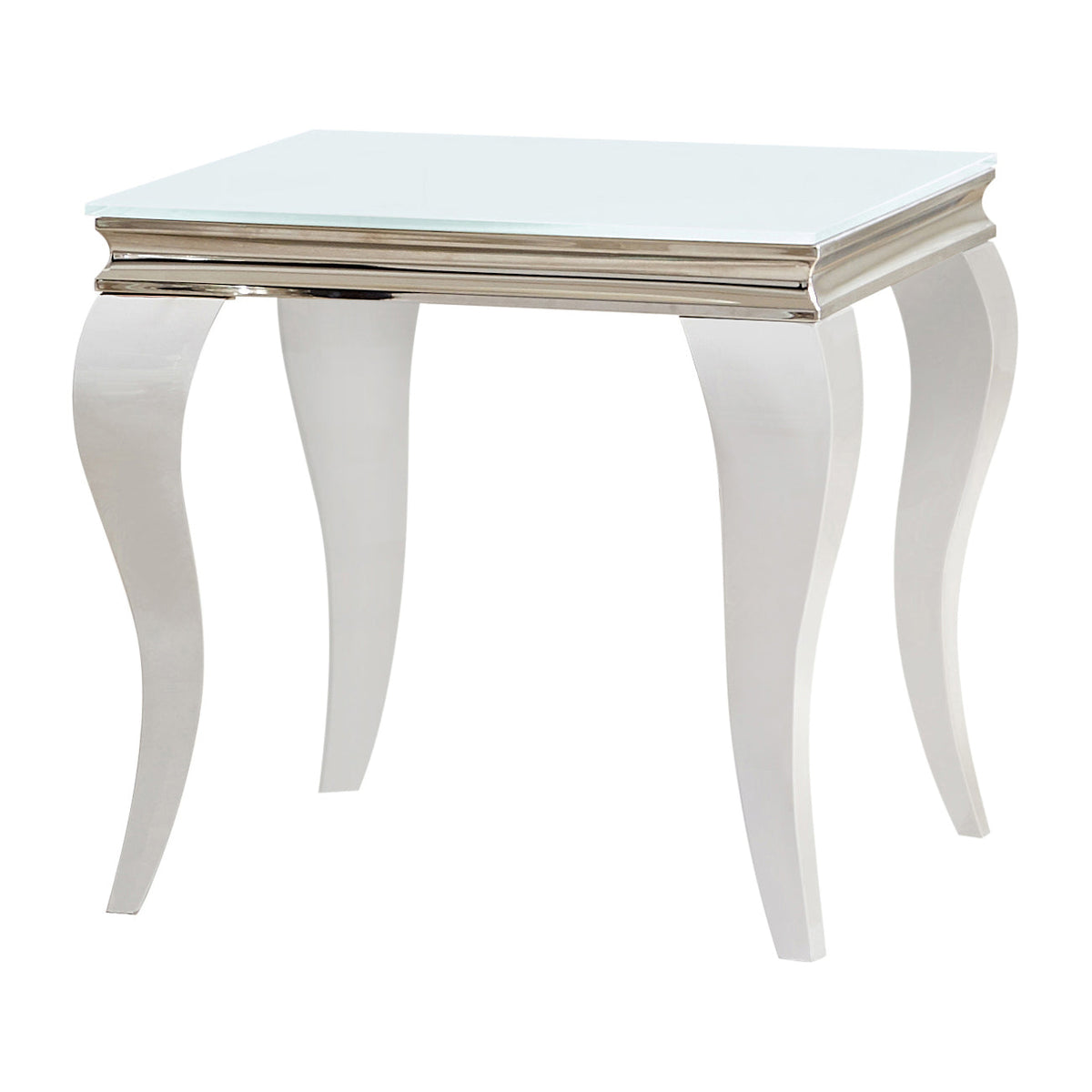 Coaster Luna Square End Table White and Chrome Model 707767