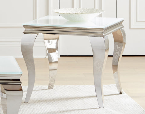 Coaster Luna Square End Table White and Chrome Model 707767